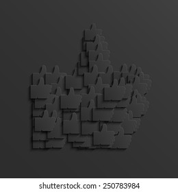 Vector modern black thumb up icon background