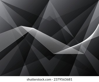 vector modern black and white digital network gradient geometric and lines overlapped background for brochure banner and publication.