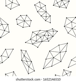 vector modern black wireframe geometry seamless pattern on cream