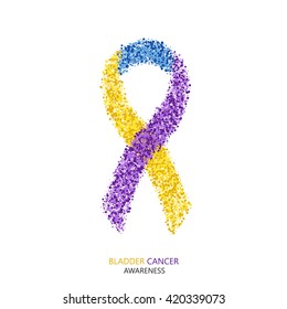 Vector modern BLADDER CANCER awareness circles desigen. Colorful ribbon isolated on white background