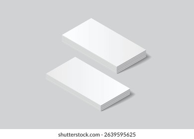 Vector Modern Blank rectangle business card or credit card mockup on the stack. Realistic template design for presentation branding identity, corporate, ads, personal, stationery, sheet, label, banner