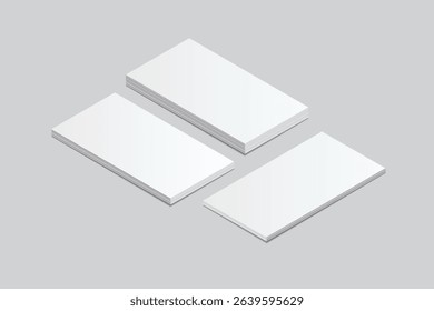 Vector Modern Blank rectangle business card or credit card mockup on the stack. Realistic template design for presentation branding identity, corporate, ads, personal, stationery, sheet, label, banner