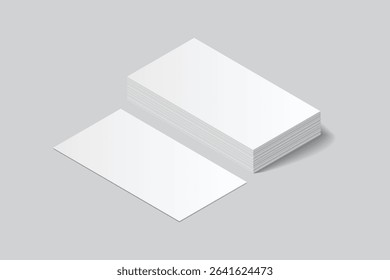 Vector Modern Blank rectangle business card or credit card mockup on the stack. Realistic template design for presentation branding identity, corporate, ads, personal, stationery, sheet, label, banner