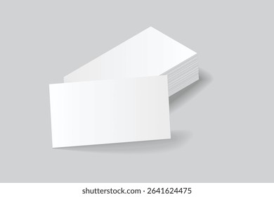 Vector Modern Blank rectangle business card or credit card mockup on the stack. Realistic template design for presentation branding identity, corporate, ads, personal, stationery, sheet, label, banner