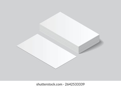 Vector Modern Blank rectangle business card or credit card mockup on the stack. Realistic template design for presentation branding identity, corporate, ads, personal, stationery, sheet, label, banner