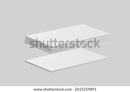 Vector Modern Blank rectangle business card or credit card mockup on the stack. Realistic template design for presentation branding identity, corporate, ads, personal, stationery, sheet, label, banner