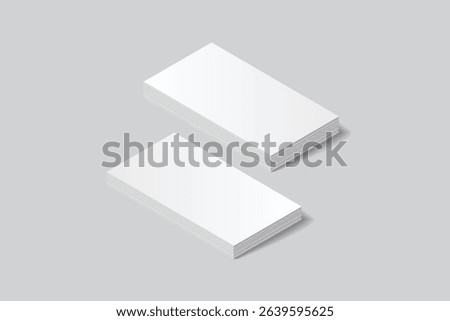 Vector Modern Blank rectangle business card or credit card mockup on the stack. Realistic template design for presentation branding identity, corporate, ads, personal, stationery, sheet, label, banner