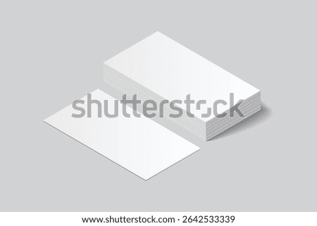 Vector Modern Blank rectangle business card or credit card mockup on the stack. Realistic template design for presentation branding identity, corporate, ads, personal, stationery, sheet, label, banner