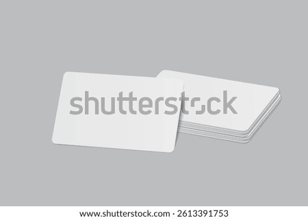 Vector Modern Blank rounded business card or credit card mockup on the stack. Realistic template design for presentation branding identity, corporate, ads, personal, stationery, sheet, label, banner
