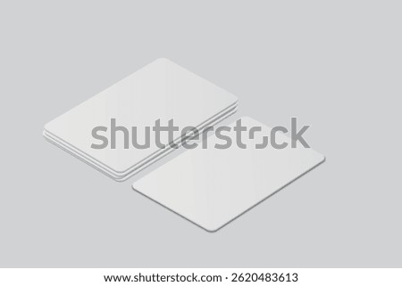 Vector Modern Blank rounded business card or credit card mockup on the stack. Realistic template design for presentation branding identity, corporate, ads, personal, stationery, sheet, label, banner
