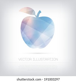 Vector modern blue apple icon with colorful trendy and modern polygonal texture