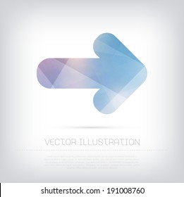 Vector modern blue arrow icon with colorful trendy and modern polygonal texture