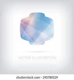 Vector modern blue banner / badge with colorful polygonal texture