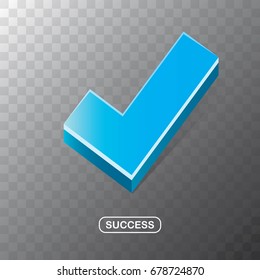 vector modern blue check mark icon isolated on transparent background