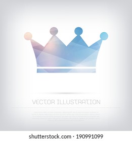 Vector modern blue crown icon with colorful trendy and modern polygonal texture