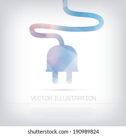 Vector modern blue electric plug icon with colorful trendy and modern polygonal texture