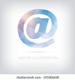 Vector modern blue e-mail symbol icon with colorful trendy and modern polygonal texture