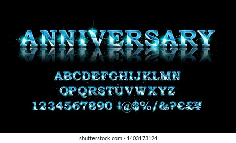 Vector of modern blue gold deal alphabet and font