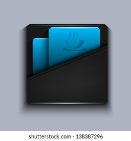 Vector modern blue icon on gray background. Eps10
