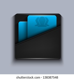 Vector modern blue icon on gray background. Eps10