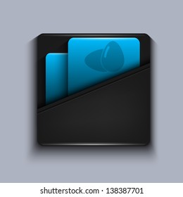 Vector modern blue icon on gray background. Eps10