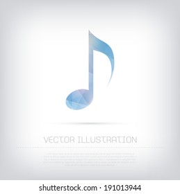 Vector modern blue musical note icon with colorful trendy and modern polygonal texture