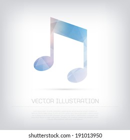 Vector modern blue musical note icon with colorful trendy and modern polygonal texture