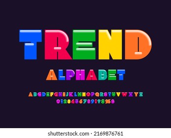 Vector of modern bold alphabet design with uppercase, numbers and symbols