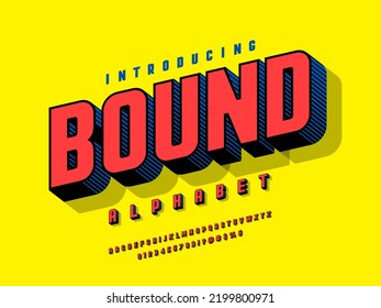 Vector of modern bold alphabet design with uppercase, numbers and symbols