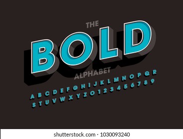 Vector of modern bold font and alphabet