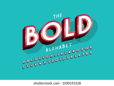 Vector of modern bold font and alphabet