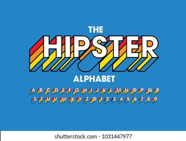 Vector of modern bold font and alphabet