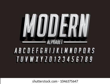 Vector of modern bold font and alphabet