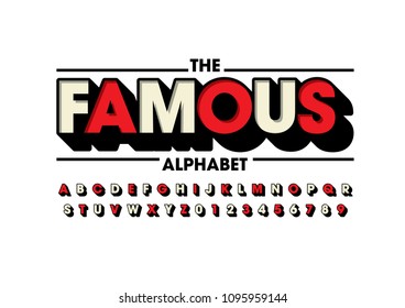 Vector of modern bold font and alphabet