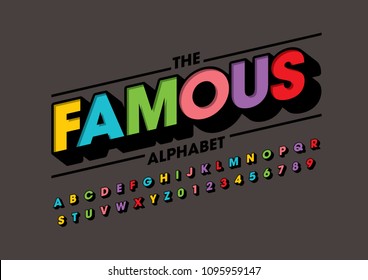 Vector Of Modern Bold Font And Alphabet