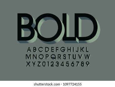 Vector of modern bold font and alphabet