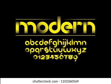 Vector of modern bold font and alphabet