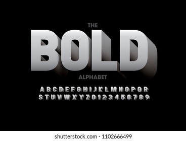 Vector of modern bold font and alphabet