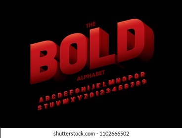 Vector of modern bold font and alphabet