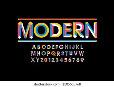 Vector of modern bold font and alphabet
