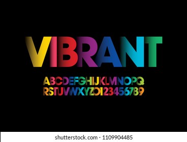 Vector of modern bold font and alphabet