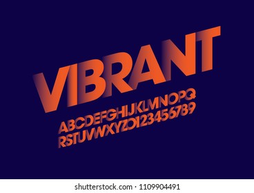 Vector of modern bold font and alphabet