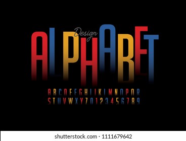 Vector of modern bold font and alphabet