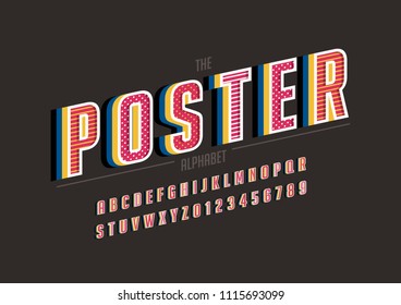 Vector of modern bold font and alphabet