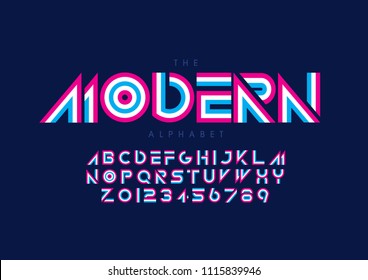 Vector of modern bold font and alphabet
