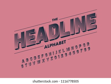 Vector of modern bold font and alphabet