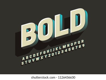 Vector of modern bold font and alphabet