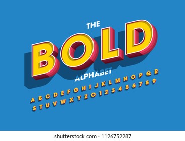 Vector of modern bold font and alphabet