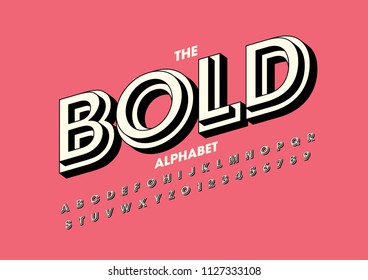 Vector of modern bold font and alphabet