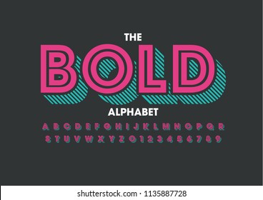 Vector of modern bold font and alphabet